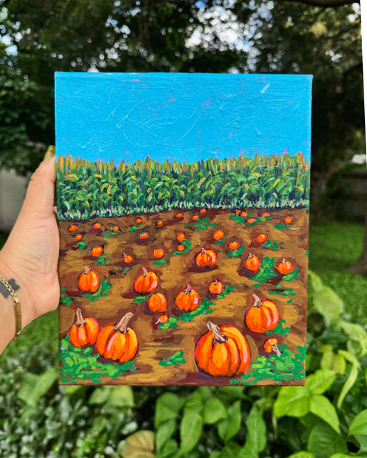 "Pumpkin Patches & Corn Stalks" 8x10 Unframed