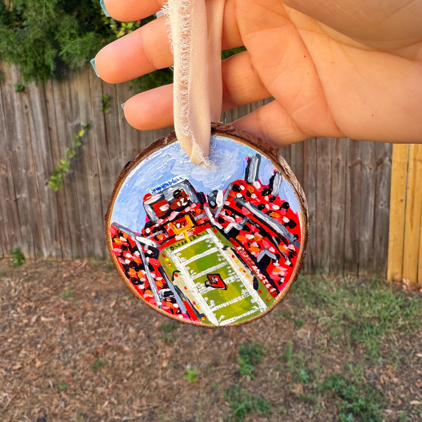 Bucs Stadium Wood Slice Ornament