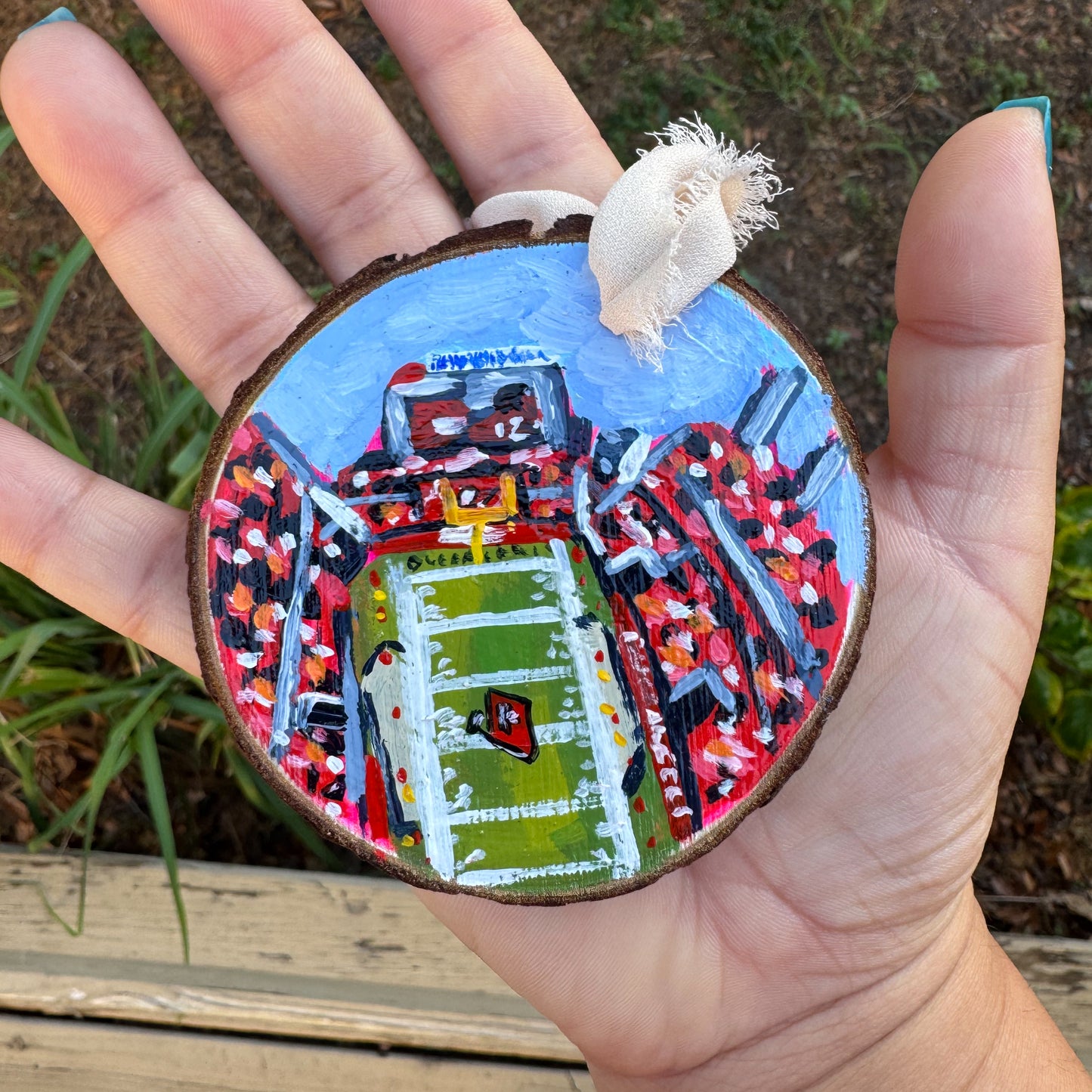 Bucs Stadium Wood Slice Ornament