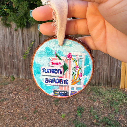 Sunken Gardens Sign Wood Slice Ornament