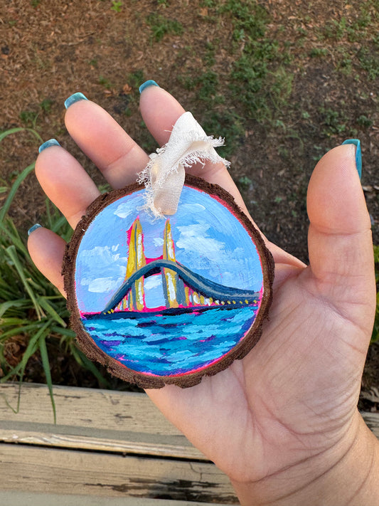 Sunshine Skyway Wood Slice Ornament