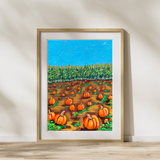 "Pumpkin Patches & Corn Stalks" Art Print