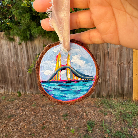 Sunshine Skyway Wood Slice Ornament