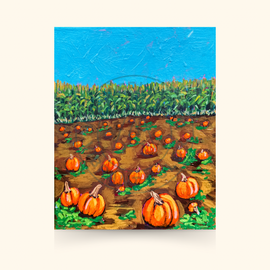 "Pumpkin Patches & Corn Stalks" 8x10 Unframed