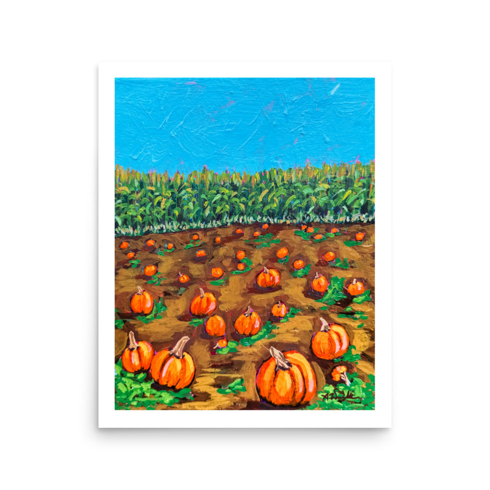 "Pumpkin Patches & Corn Stalks" Art Print