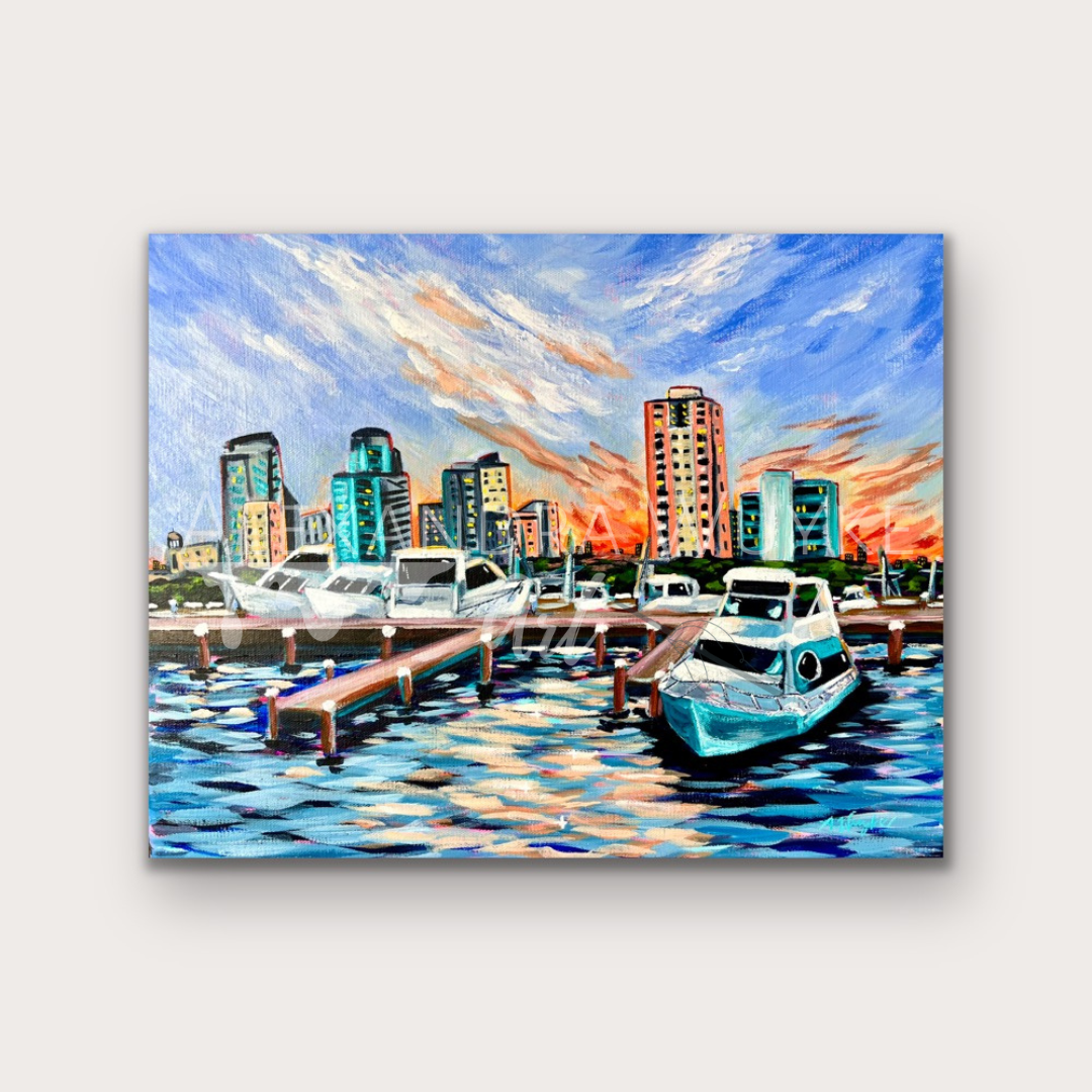 "Down by the Marina" 14x18 Unframed