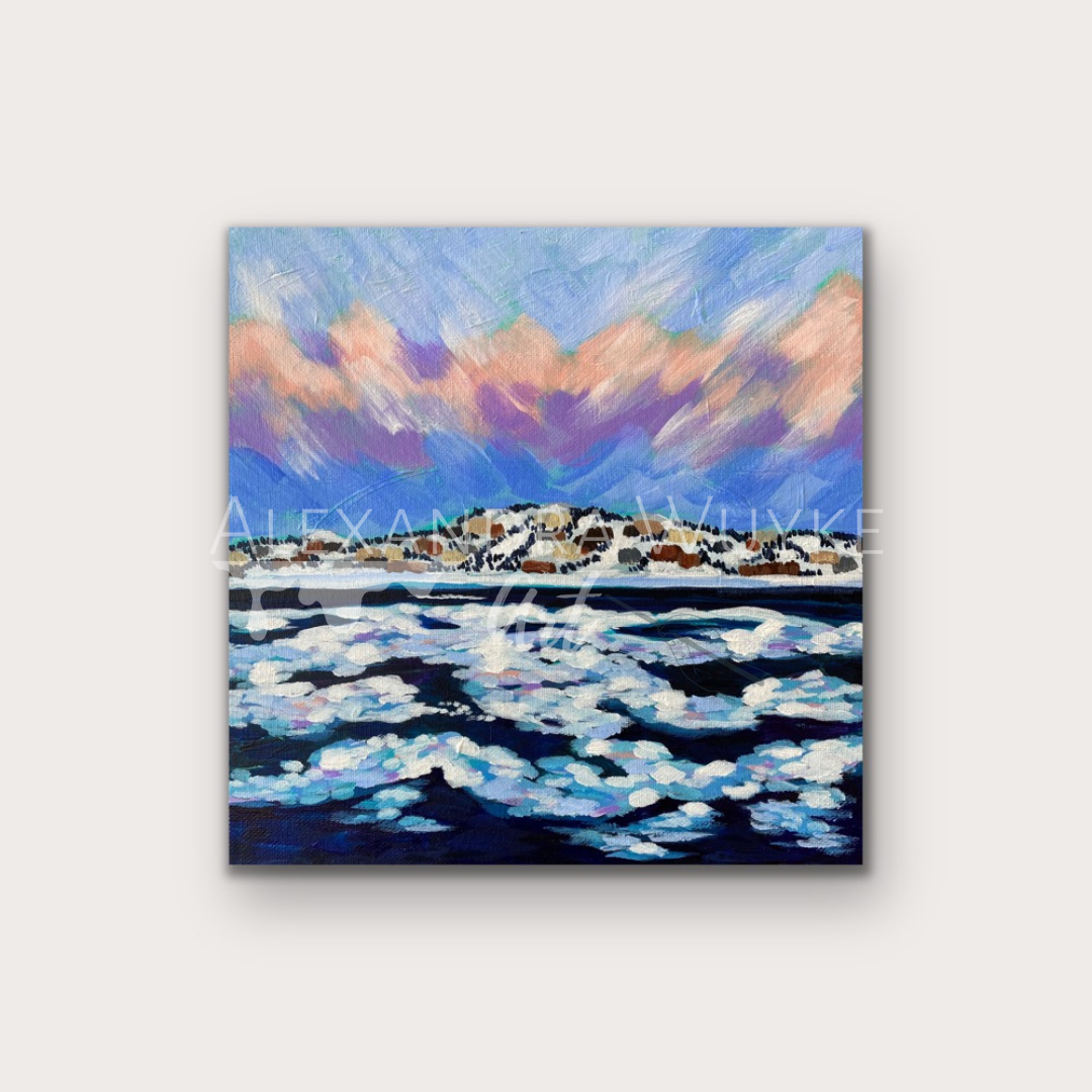 "Ice on the St. Laurent" 10x10 Unframed